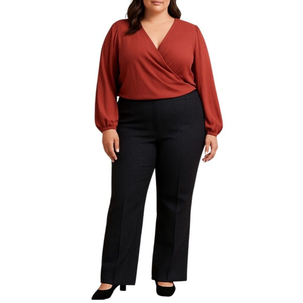 New York & Company Women's Black Pin Striped Trousers | Size 12